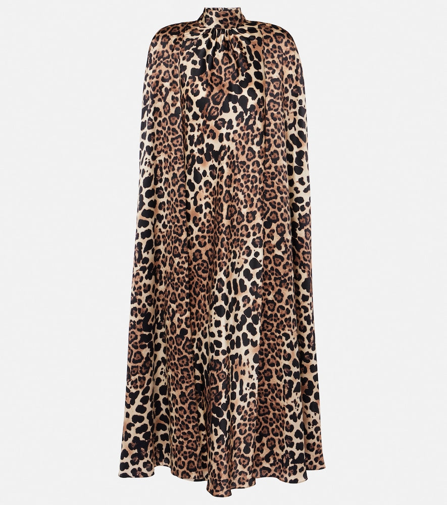 Rodarte Leopard-print caped silk charmeuse gown. Rodarte豹纹披肩真丝乔其纱礼服
