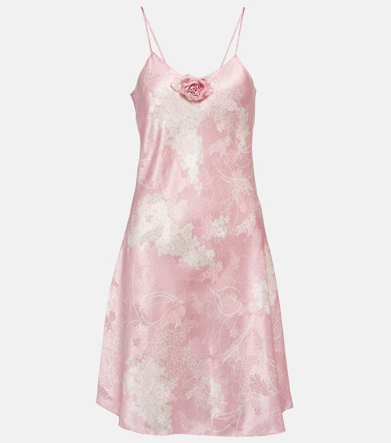 Rodarte Printed silk slip minidress