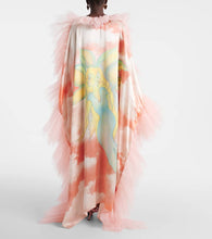 Rodarte Printed tulle-trimmed silk kaftan