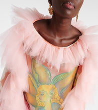 Rodarte Printed tulle-trimmed silk kaftan