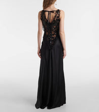 Rodarte Sequined lace-trimmed satin gown