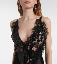 Rodarte Sequined lace-trimmed satin gown