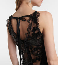Rodarte Sequined lace-trimmed satin gown