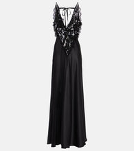 Rodarte Sequined lace-trimmed satin gown