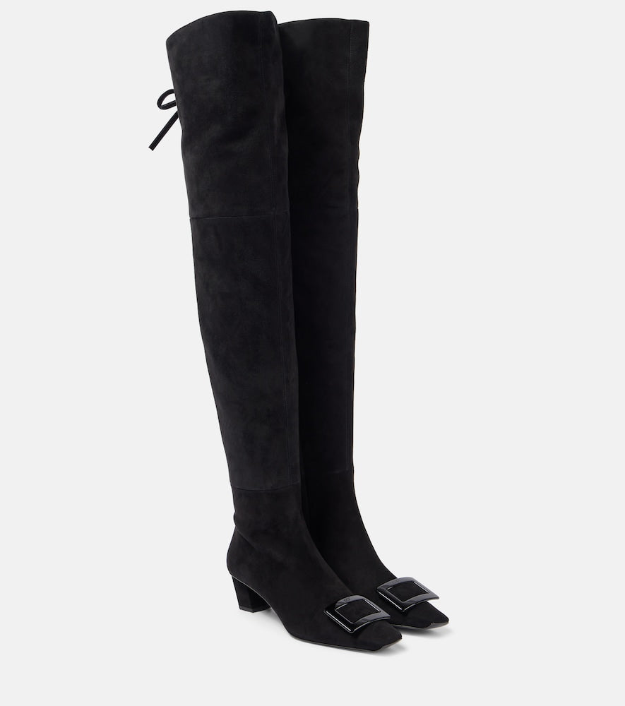 Roger Vivier Belle Vivier 45 suede over-the-knee boots - Roger Vivier Belle Vivier 45 绒面革过膝靴