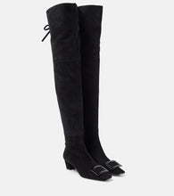 Roger Vivier Belle Vivier 45 suede over-the-knee boots - Roger Vivier Belle Vivier 45 绒面革过膝靴