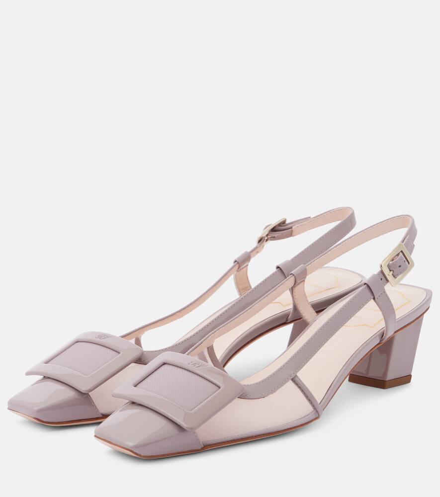 Roger Vivier Belle Vivier mesh and leather slingback pumps