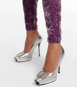 Roger Vivier Belle Vivier metallic leather platform pumps
