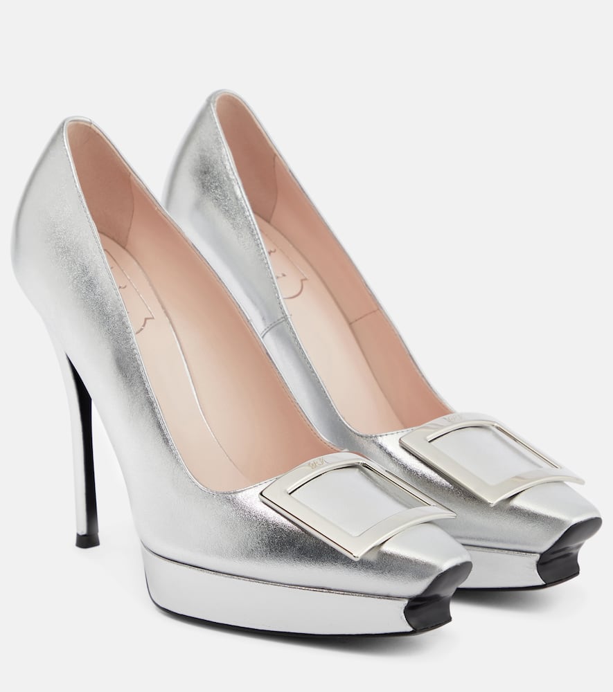 Roger Vivier Belle Vivier metallic leather platform pumps