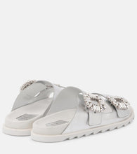 Roger Vivier Crystal-embellished metallic leather slides