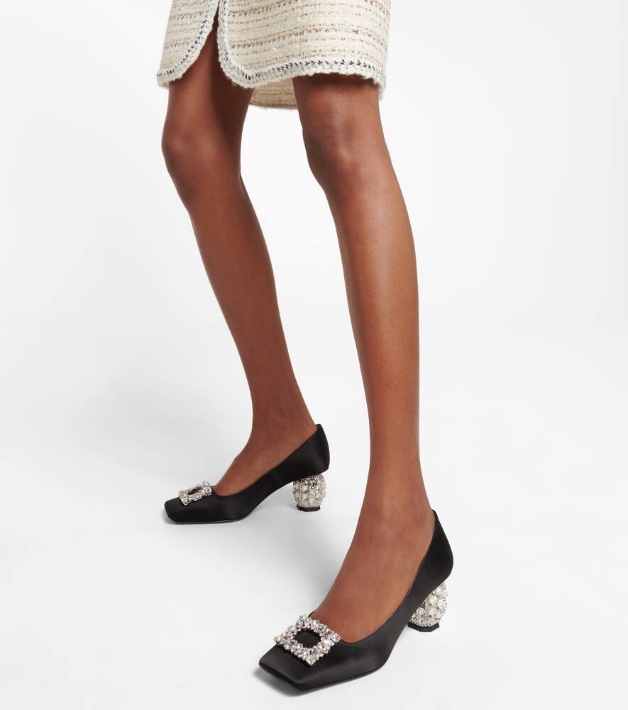 Roger Vivier Crystal-embellished satin pumps