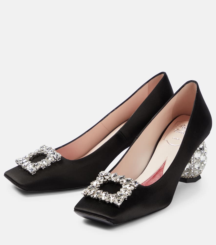Roger Vivier Crystal-embellished satin pumps
