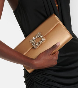 Roger Vivier Efflorescence embellished satin clutch