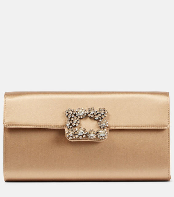 Roger Vivier Efflorescence embellished satin clutch. Shop Roger Vivier Clutches for women now.