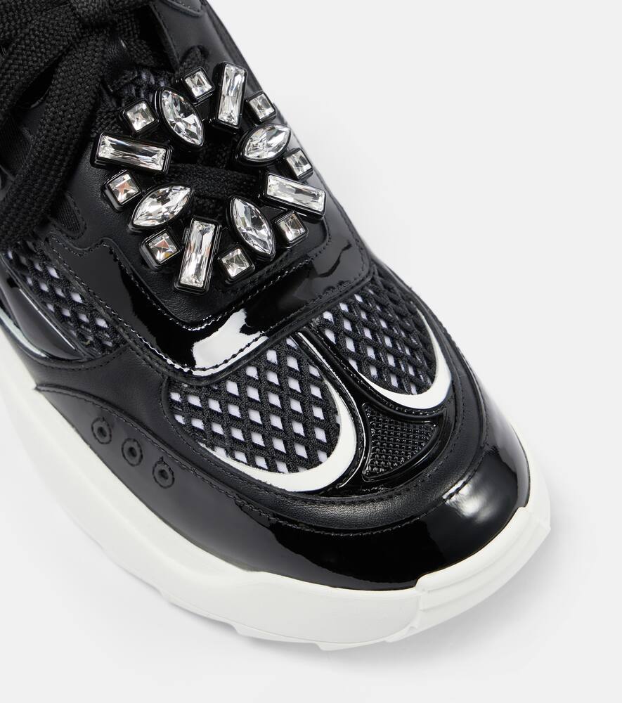 Roger Vivier Embellished leather-trimmed sneakers