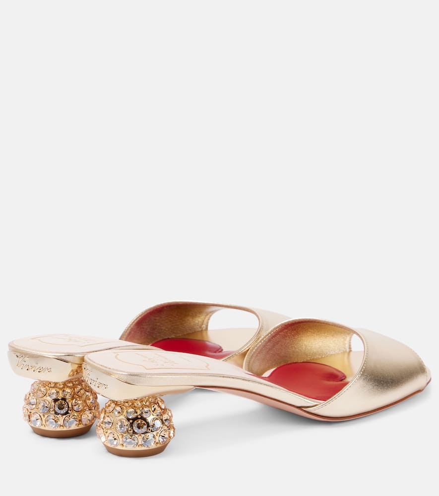 Roger Vivier Embellished metallic leather mules