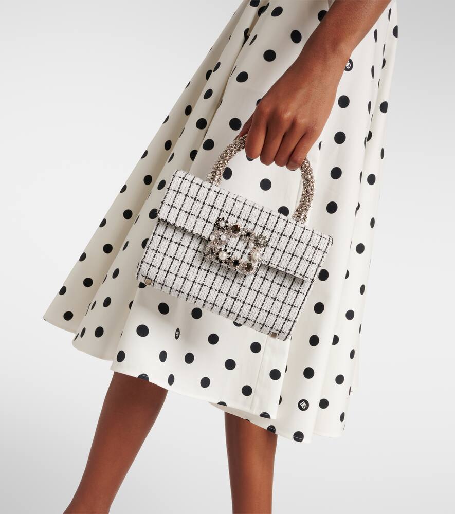 Roger Vivier Envelope Flower Jewel tweed tote bag