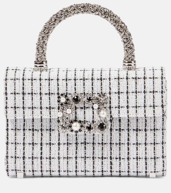 Roger Vivier Envelope Flower Jewel tweed tote bag. Shop Roger Vivier Shoulder Bags for women now.