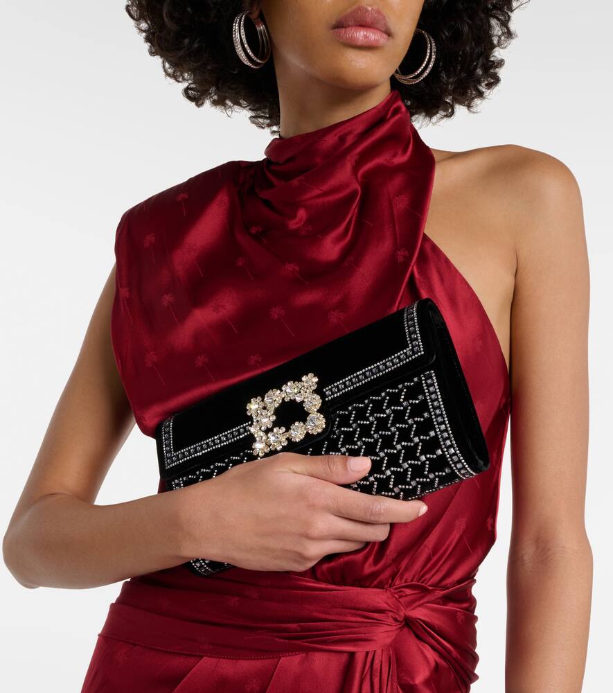 Roger Vivier Flower Strass embellished velvet clutch