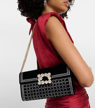 Roger Vivier Flower Strass embellished velvet clutch