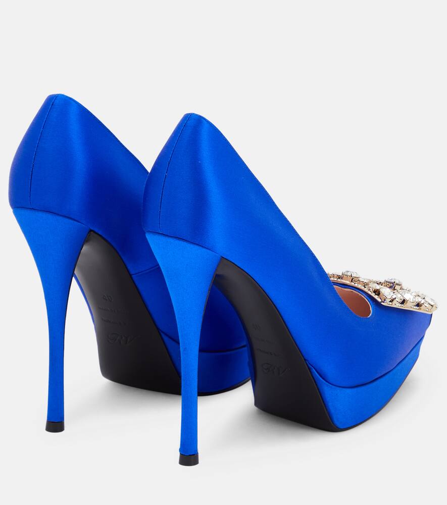Roger Vivier Flower Strass satin platform pumps