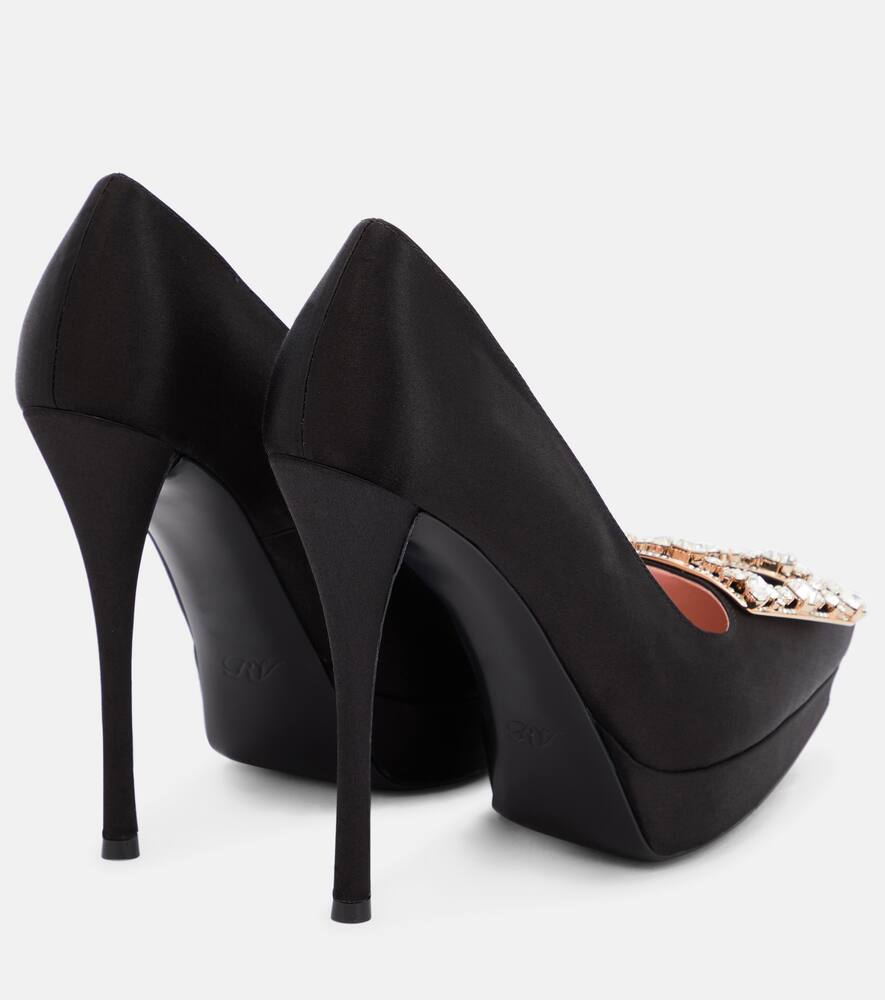 Roger Vivier Flower Strass satin platform pumps