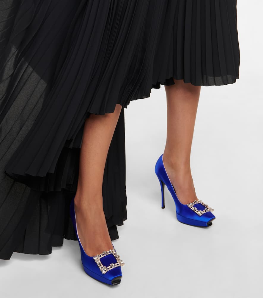 Roger Vivier Flower Strass satin platform pumps