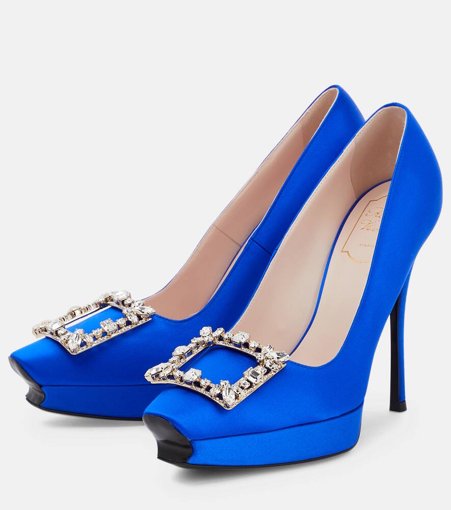 Roger Vivier Flower Strass satin platform pumps