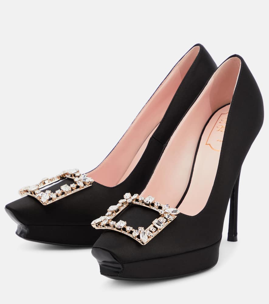 Roger Vivier Flower Strass satin platform pumps