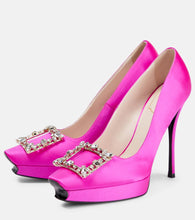 Roger Vivier Flower Strass satin platform pumps