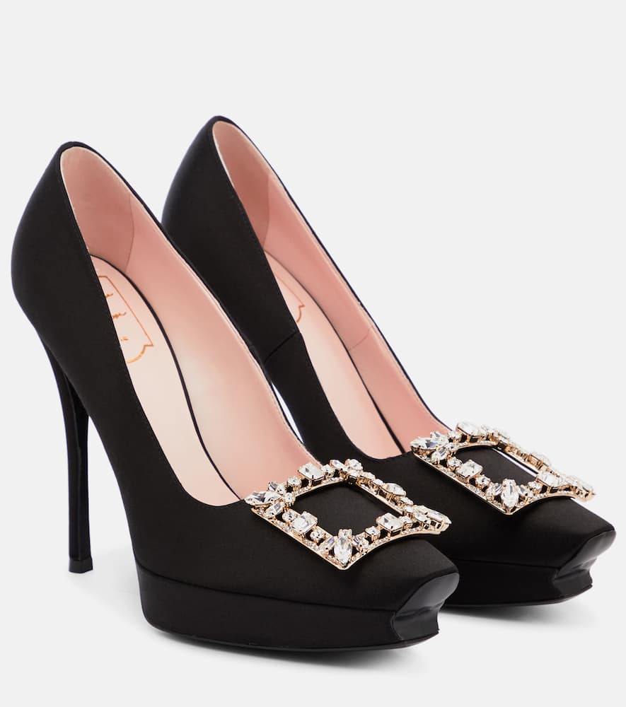 Roger Vivier Flower Strass satin platform pumps