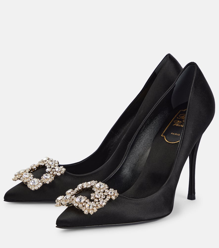 Roger Vivier Flower Strass satin pumps