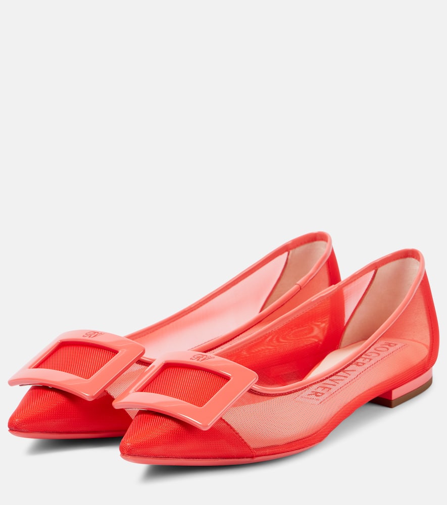 Roger Vivier Gommettine leather-trimmed ballet flats