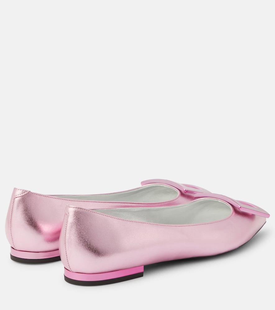 Roger Vivier Gommettine metallic leather ballet flats