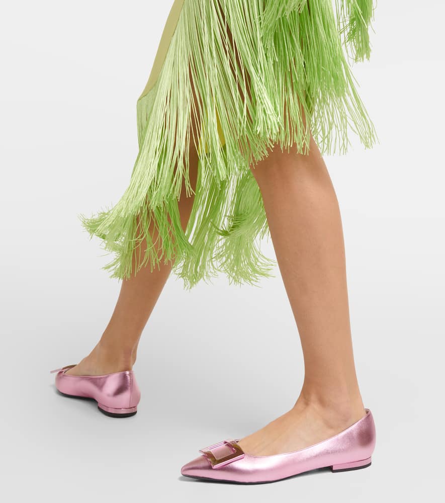 Roger Vivier Gommettine metallic leather ballet flats