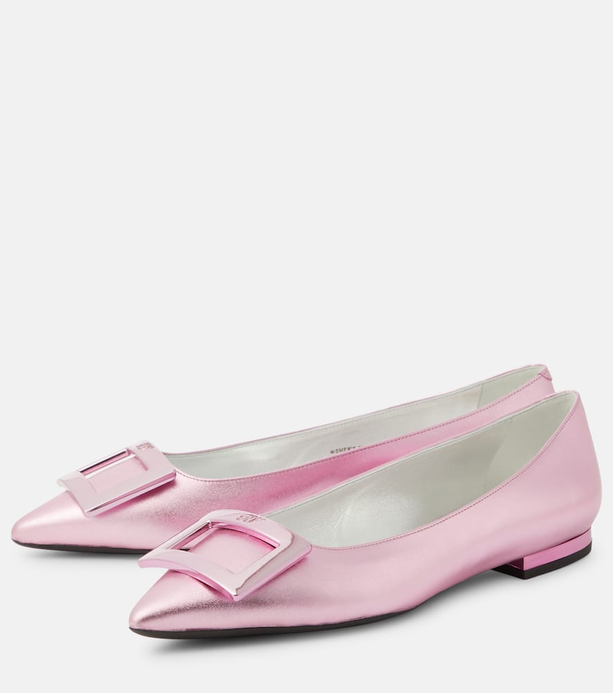 Roger Vivier Gommettine metallic leather ballet flats