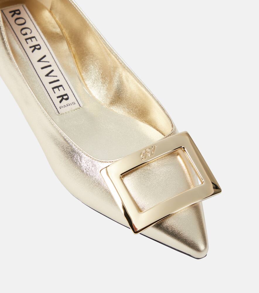 Roger Vivier Gommettine metallic leather ballet flats