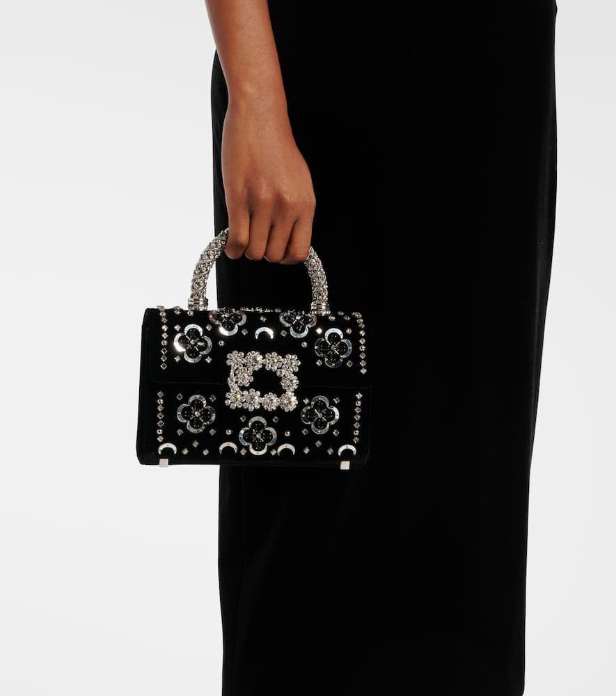 Roger Vivier Jewel Efflorescence embellished velvet tote bag