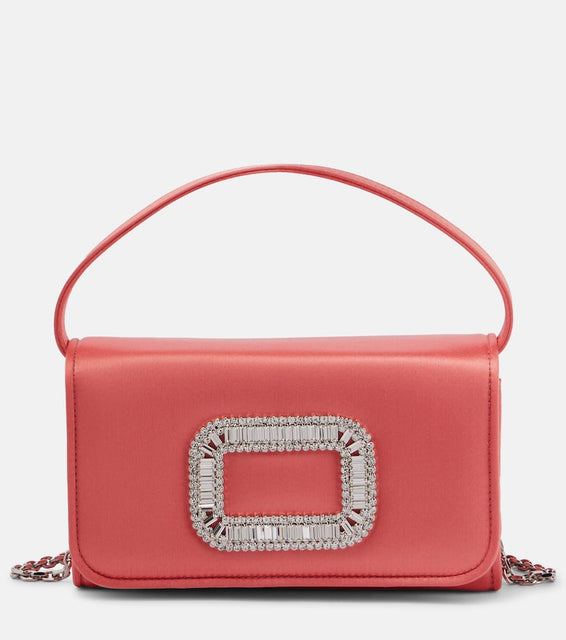 Roger Vivier Pilgrim Micro satin clutch. Shop Roger Vivier Top-Handle Bags for women now.