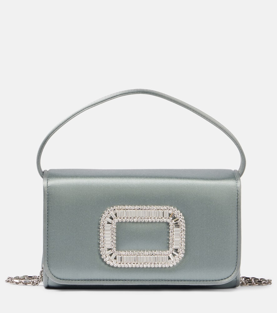 Roger Vivier Pilgrim Micro satin clutch. Shop Roger Vivier Top-Handle Bags for women now.