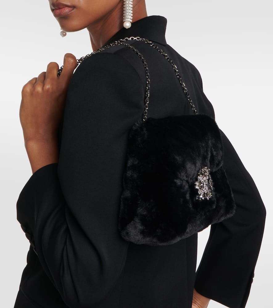 Roger Vivier RV Bouquet Mini faux fur shoulder bag
