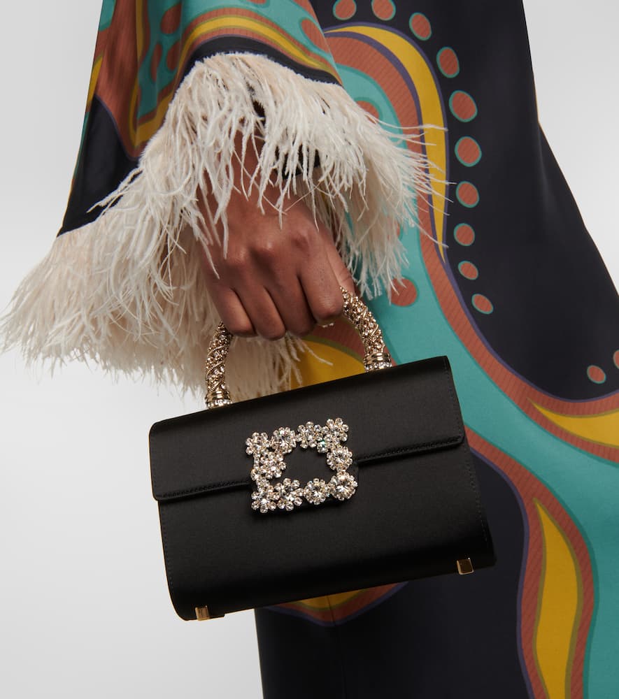 Roger Vivier RV Bouquet Mini satin clutch