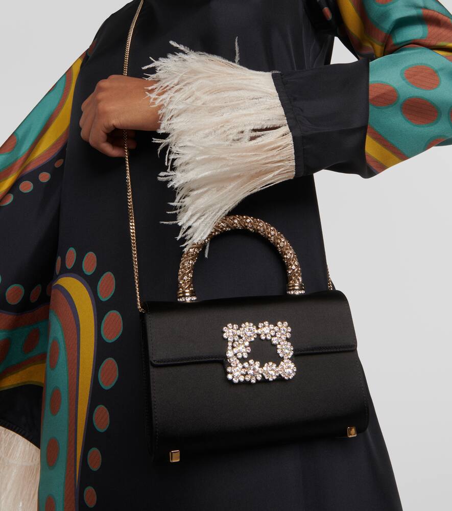 Roger Vivier RV Bouquet Mini satin clutch