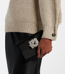 Roger Vivier RV Bouquet embellished satin clutch