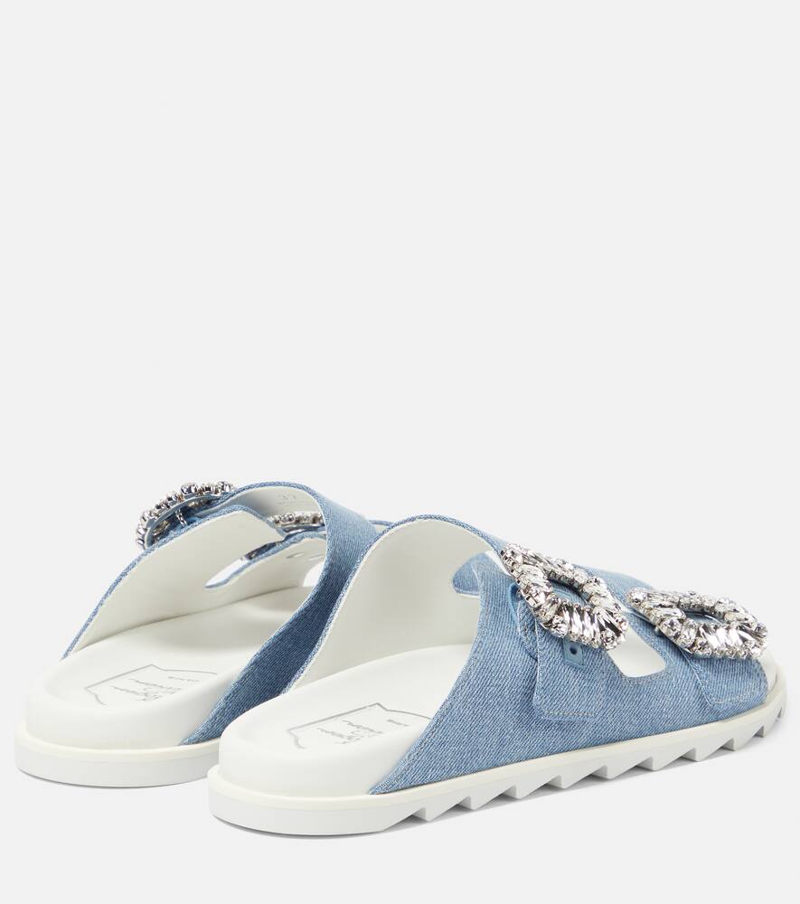 Roger Vivier Slidy Viv' embellished denim sandals