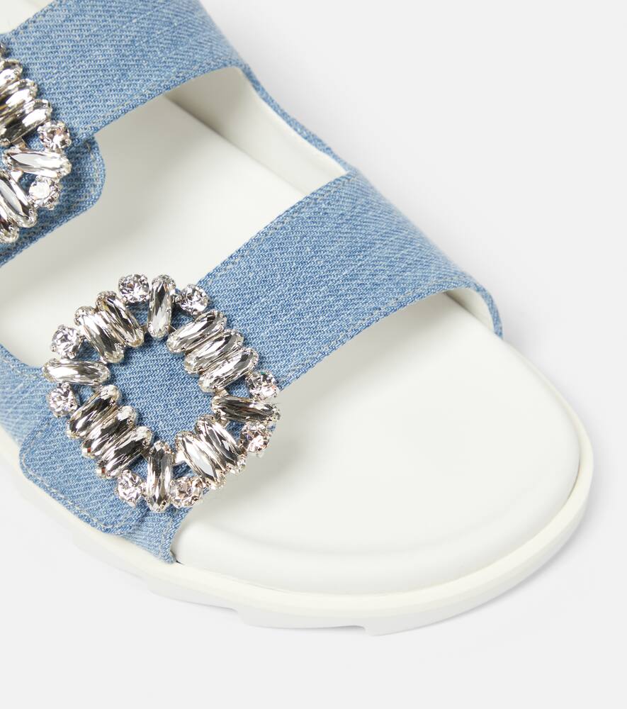 Roger Vivier Slidy Viv' embellished denim sandals