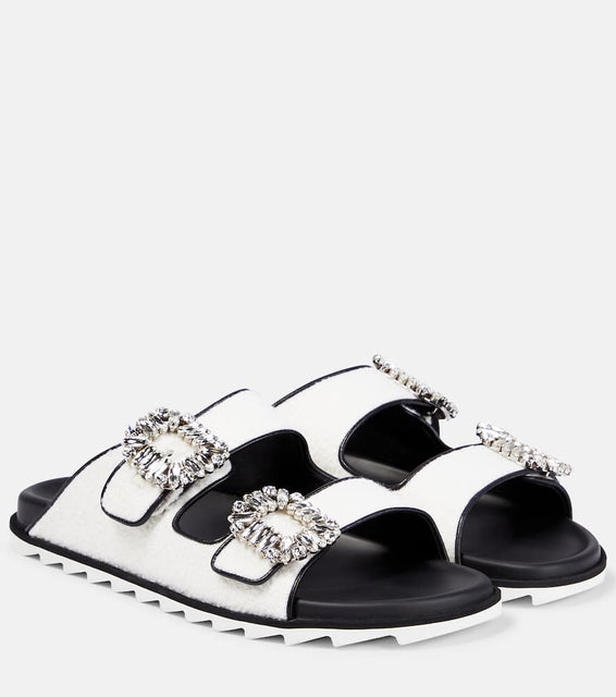 Roger Vivier Slidy Viv√¢¬Ä¬ô embellished boucl√É¬© sandals