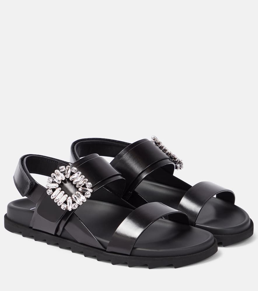 Roger Vivier Slidy Viv√¢¬Ä¬ò embellished leather sandals - Roger Vivier Slidey Viv√¢¬Ä¬ò 缀饰皮革凉鞋