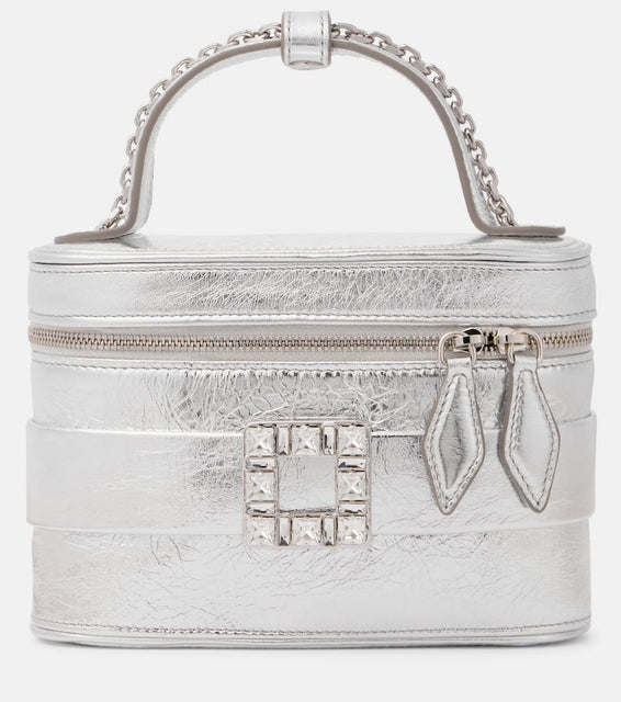 Roger Vivier Tr√É¬®s Vivier metallic leather vanity bag. Shop Roger Vivier Top-Handle Bags for women now.