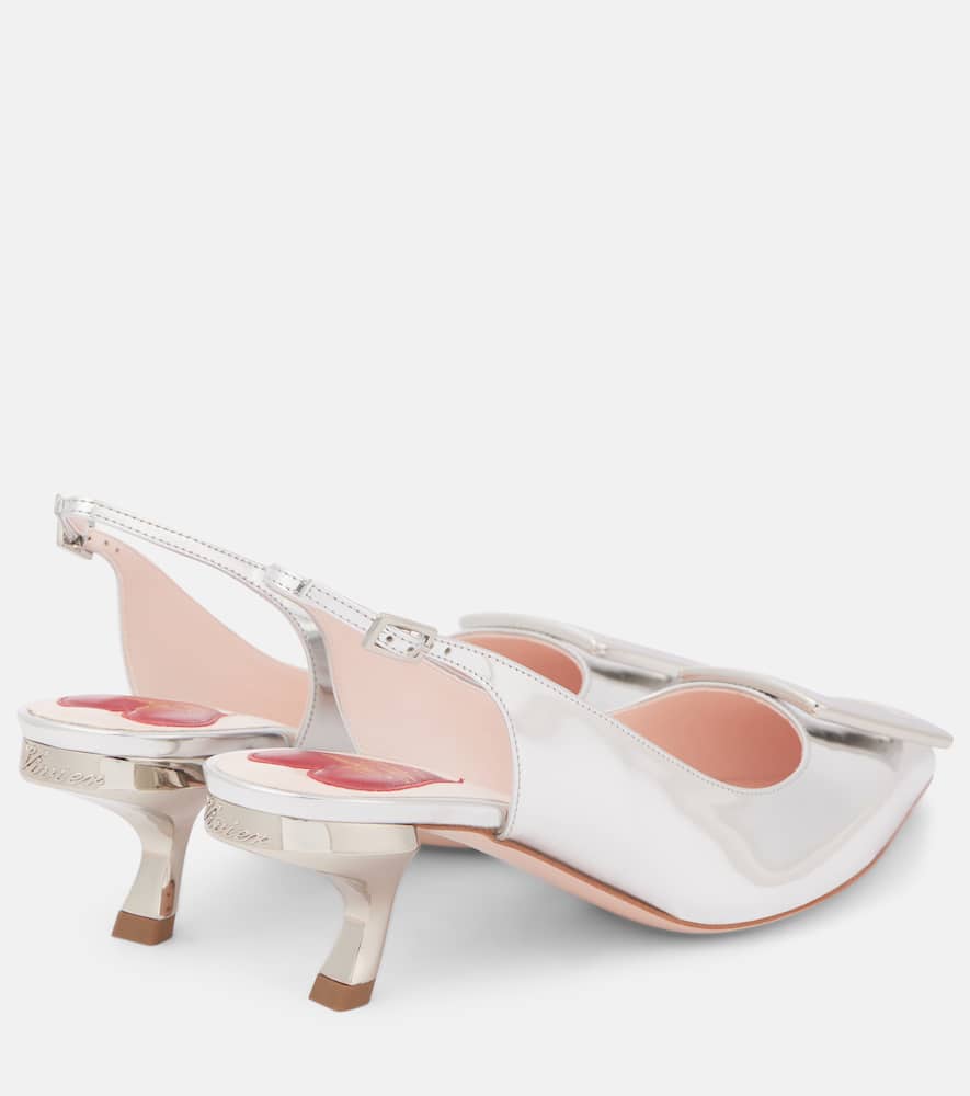 Roger Vivier Virgule 55 metallic leather slingback pumps
